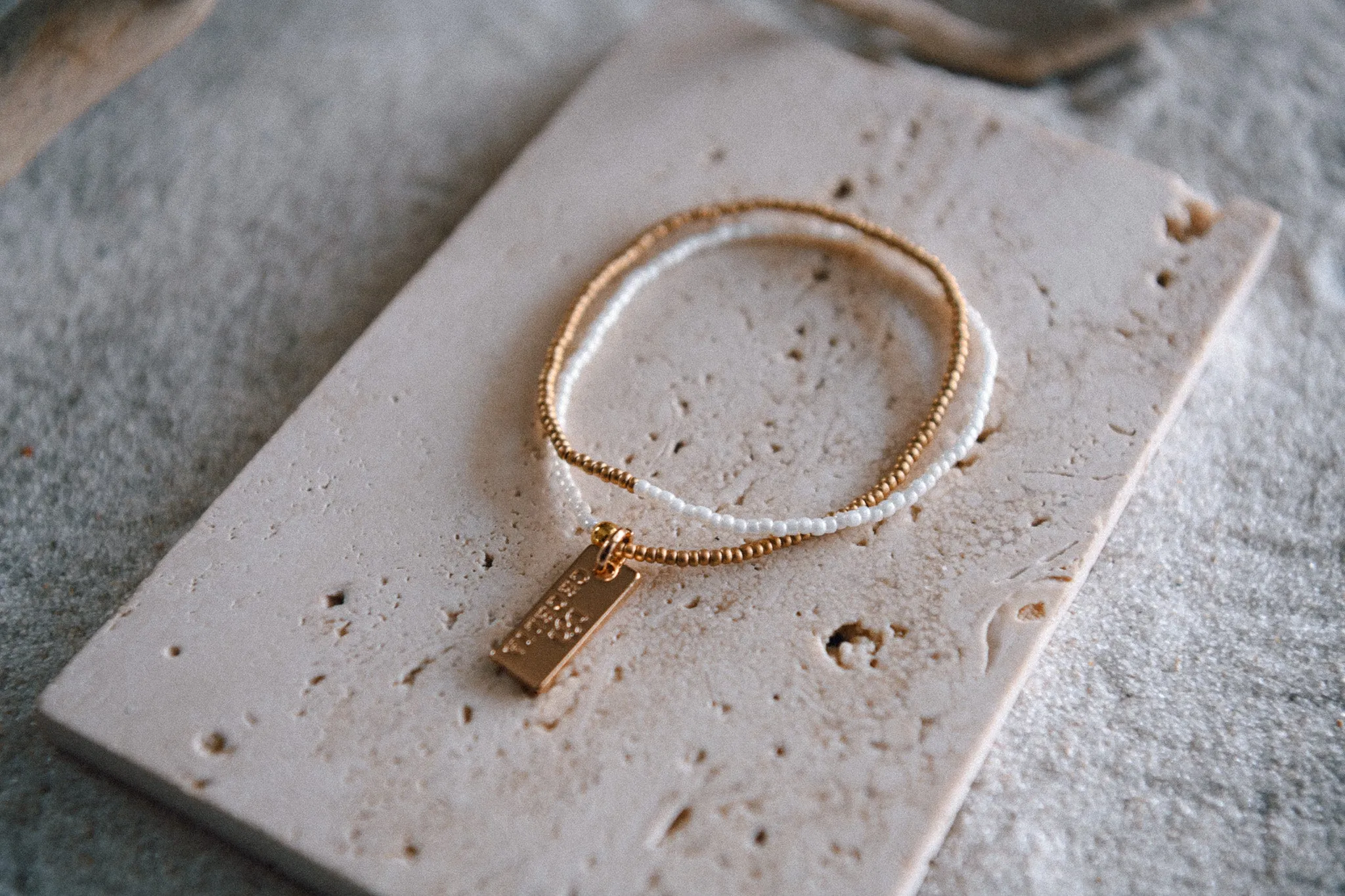 Golden Ocean White & Gold Seed Bead Double Wrap