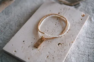 Golden Ocean White & Gold Seed Bead Double Wrap