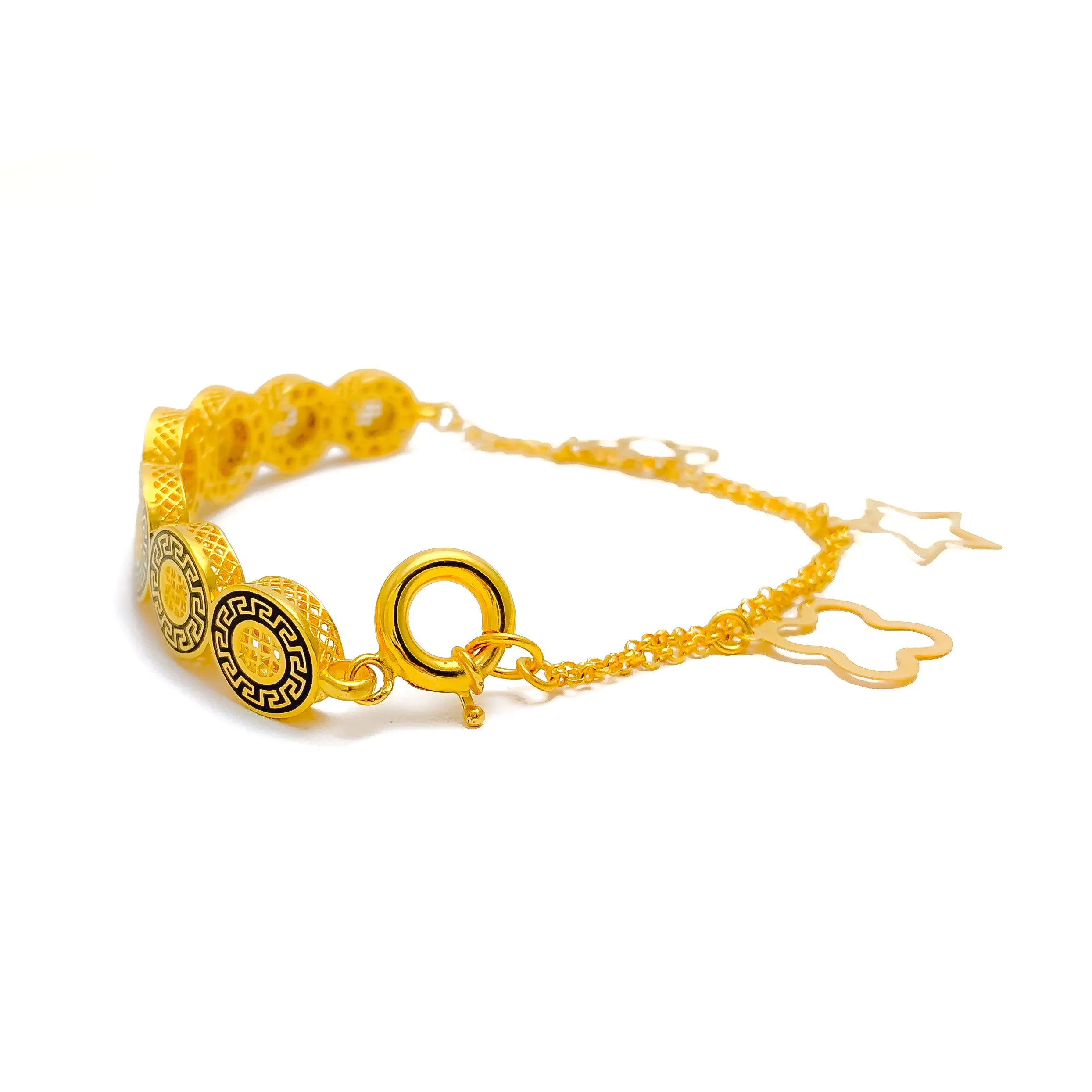 Graduating Buttoned 21K Gold Flexi Bangle Bracelet