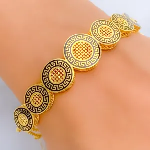 Graduating Buttoned 21K Gold Flexi Bangle Bracelet