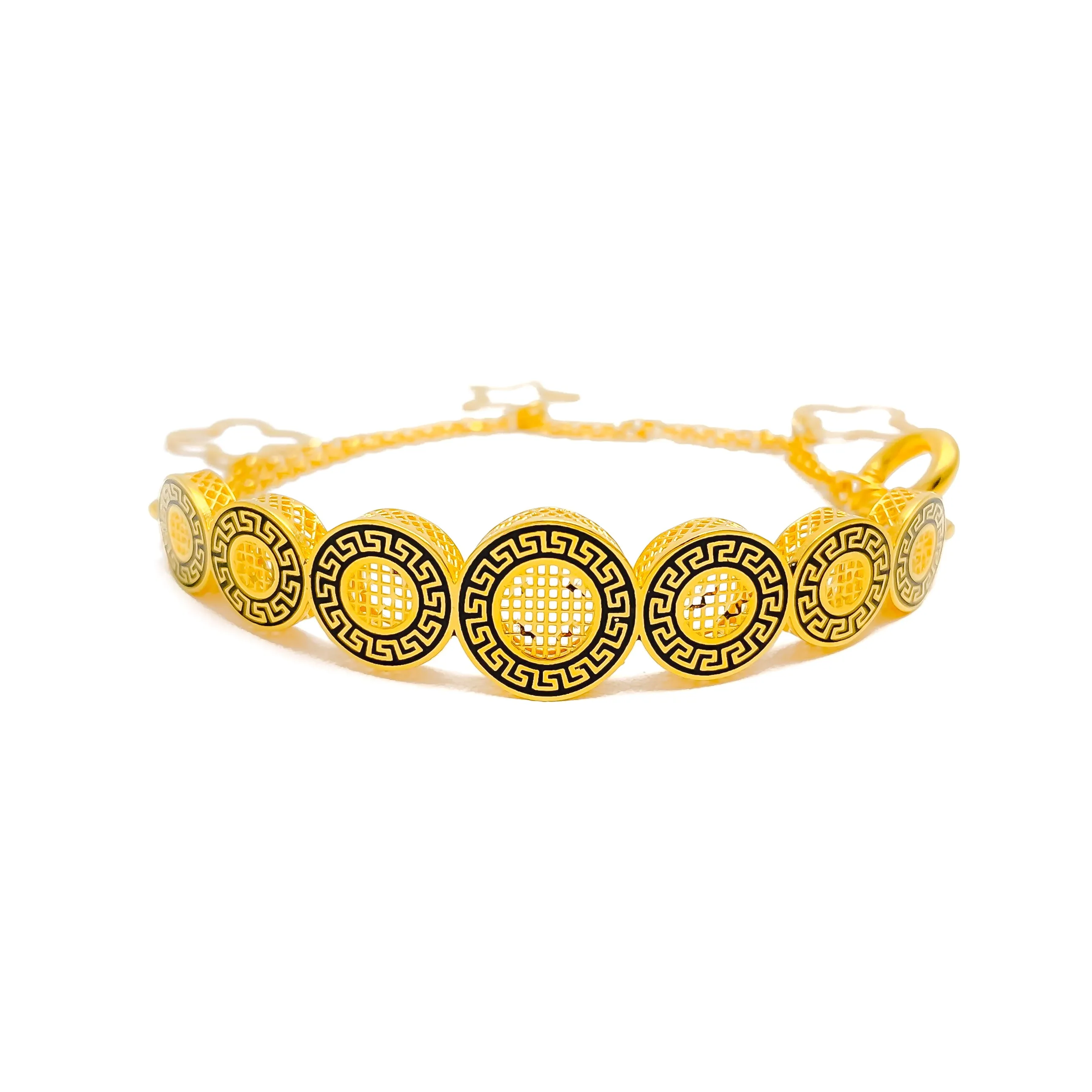 Graduating Buttoned 21K Gold Flexi Bangle Bracelet