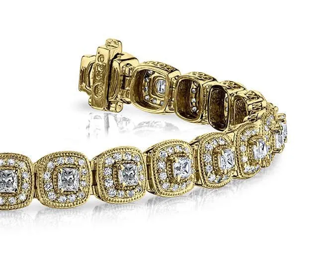 Grand Princess Cut Diamond Bracelet with 5.06 ct.(finished) 1.2mm, 2.8mm