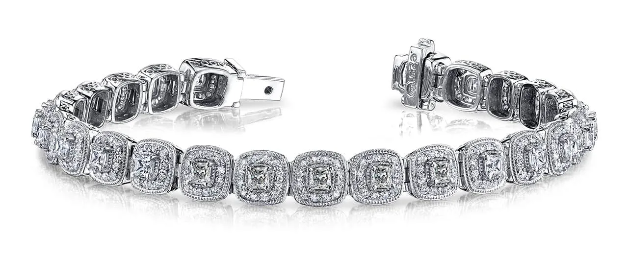 Grand Princess Cut Diamond Bracelet with 5.06 ct.(finished) 1.2mm, 2.8mm