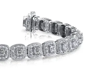 Grand Princess Cut Diamond Bracelet with 5.06 ct.(finished) 1.2mm, 2.8mm