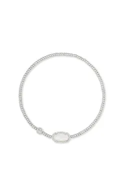 Grayson Stretch Bracelet Rhodium Ivory Mother Of Pearl