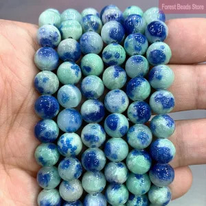 Green Blue Persian Jades Round Loose Spacer Bead
