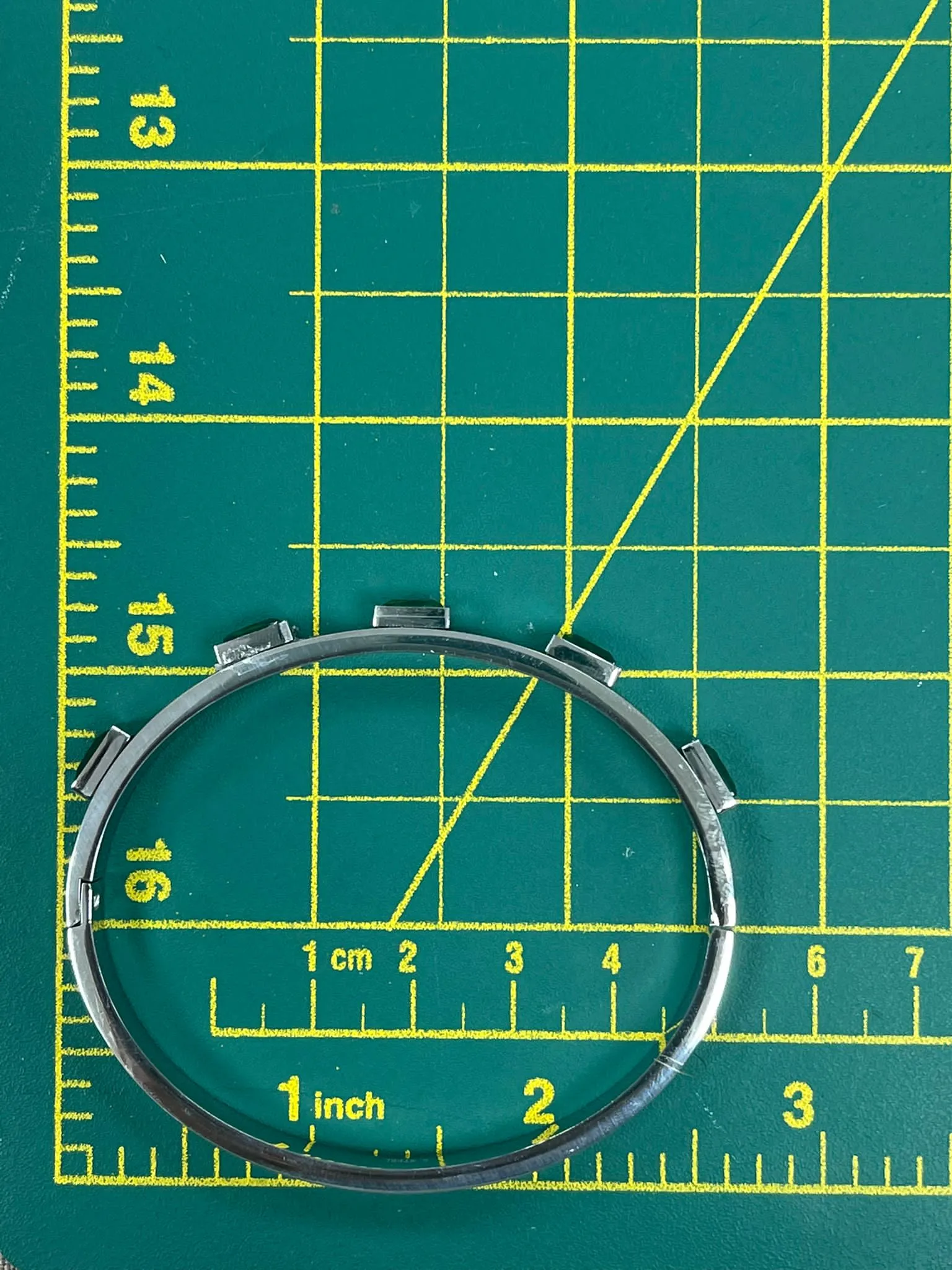 Green Crystal Silver Bangle