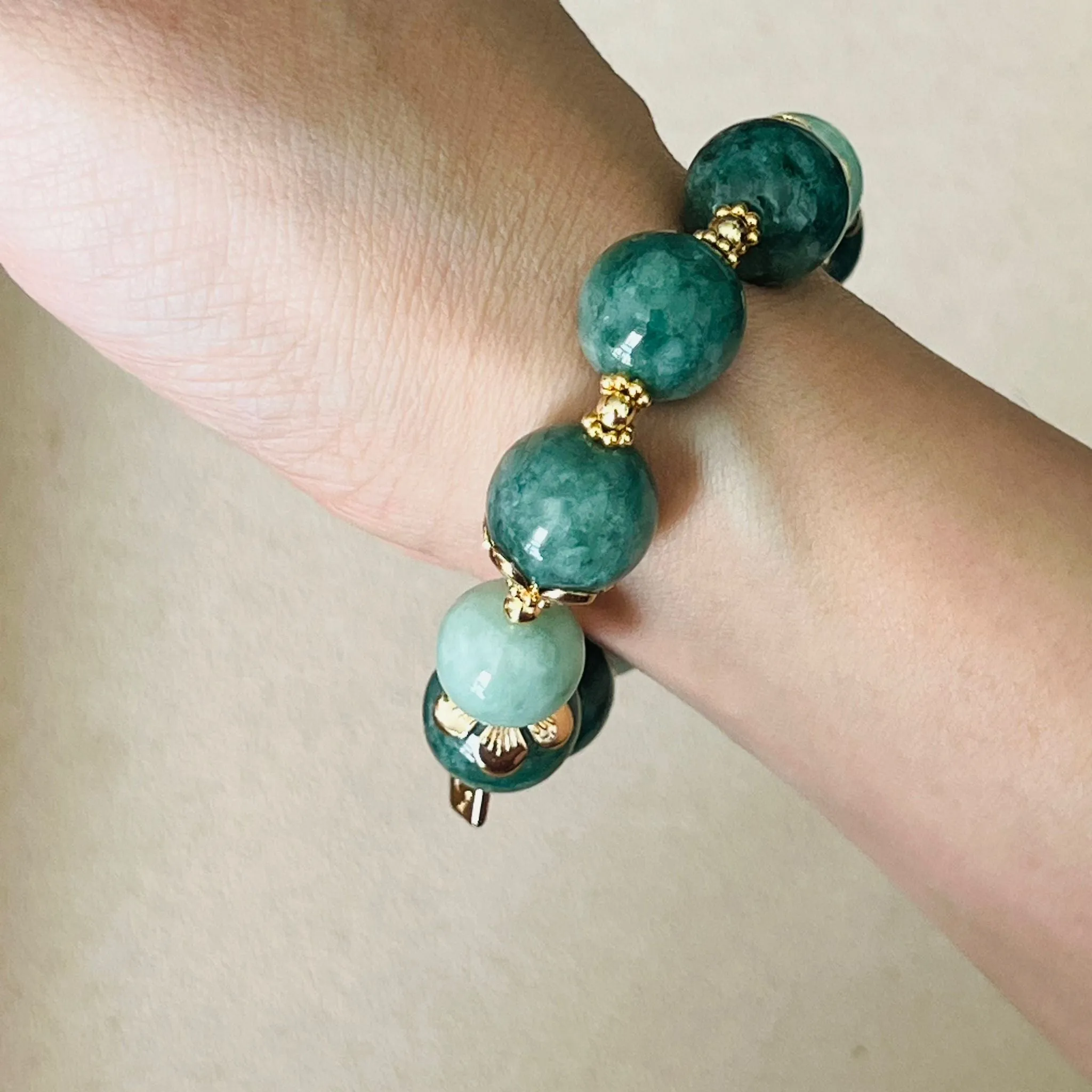 Green Pea Jade & Pastel Jade Bracelet