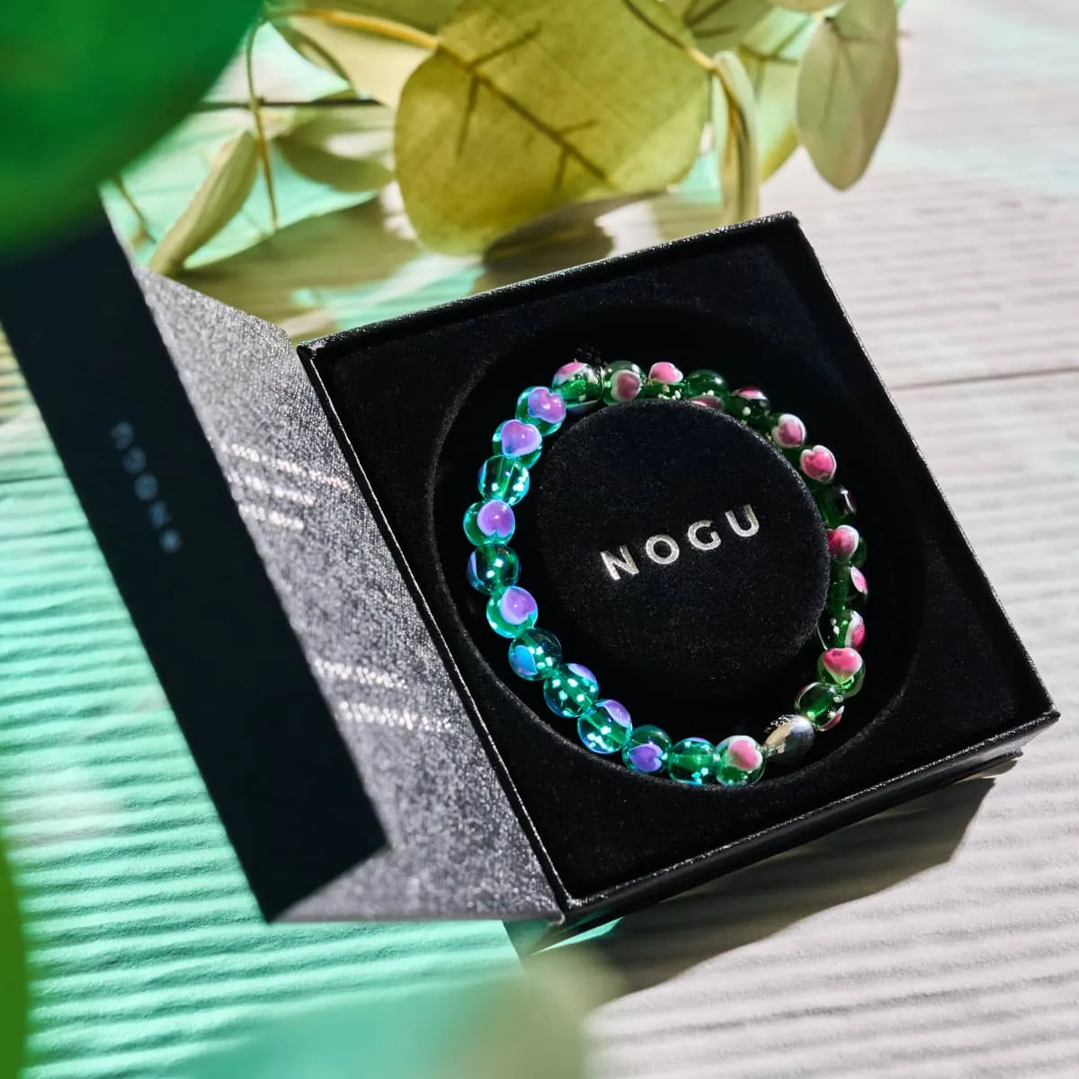 Green x Pink | .925 Sterling Silver | Firefly Glass Love Bracelet