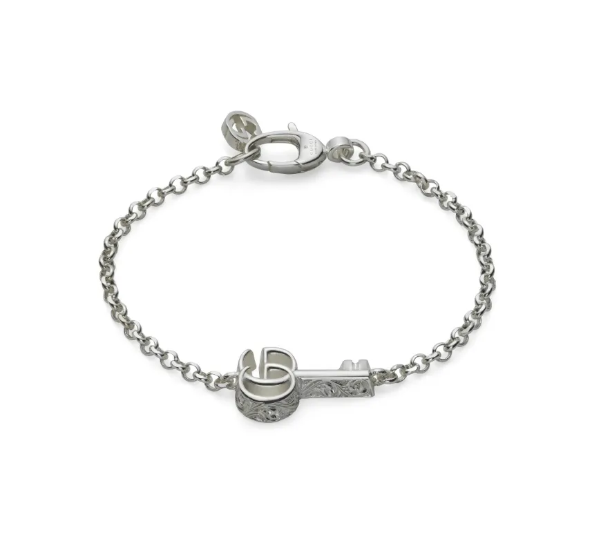 Gucci Silver Marmont GG Key Bracelet 7.5"