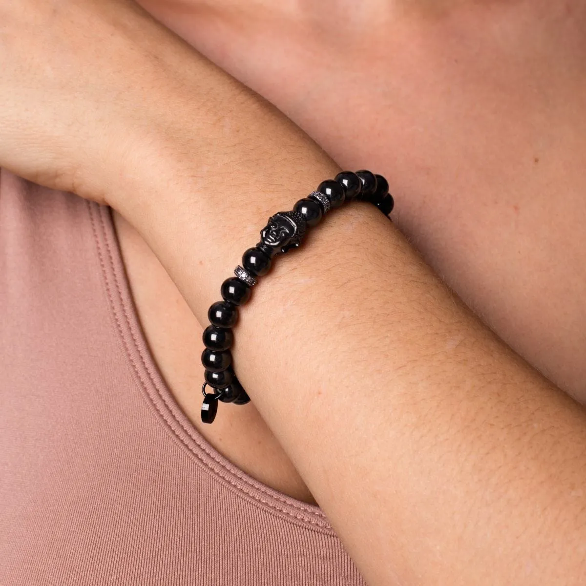 Gunmetal | Gilded Buddha Bracelet
