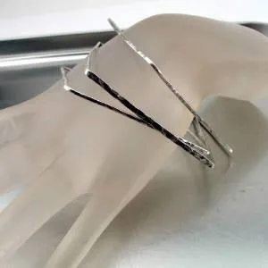 Hadar Designers Three Square Bangle Bracelets 925 Sterling Silver Handmade (v3