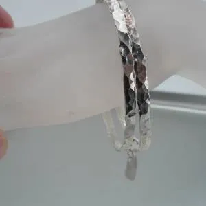 Hadar Designers Two Bangle Bracelets Heart 925 Sterling Silver Handmade (v)