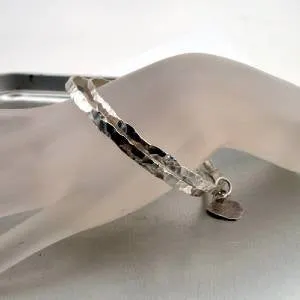 Hadar Designers Two Bangle Bracelets Heart 925 Sterling Silver Handmade (v)