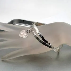 Hadar Designers Two Bangle Bracelets Heart 925 Sterling Silver Handmade (v)