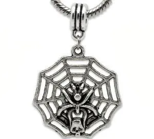 Halloween Spider on Web European Bead Compatible for Most European Snake Chain Bracelet