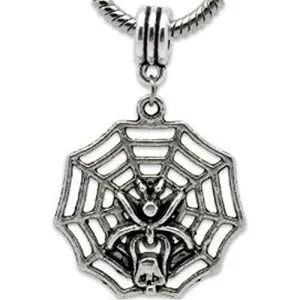 Halloween Spider on Web European Bead Compatible for Most European Snake Chain Bracelet