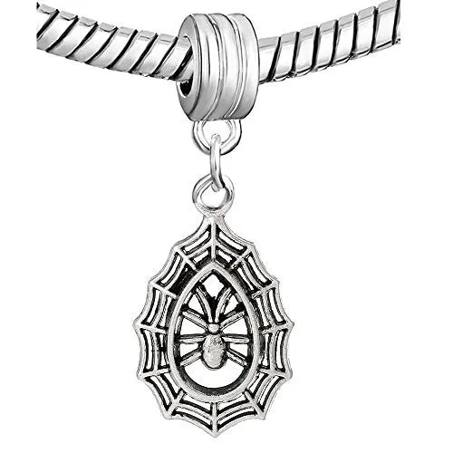 Halloween Spider Web European Bead Compatible for Most European Snake Chain Charm Bracelet