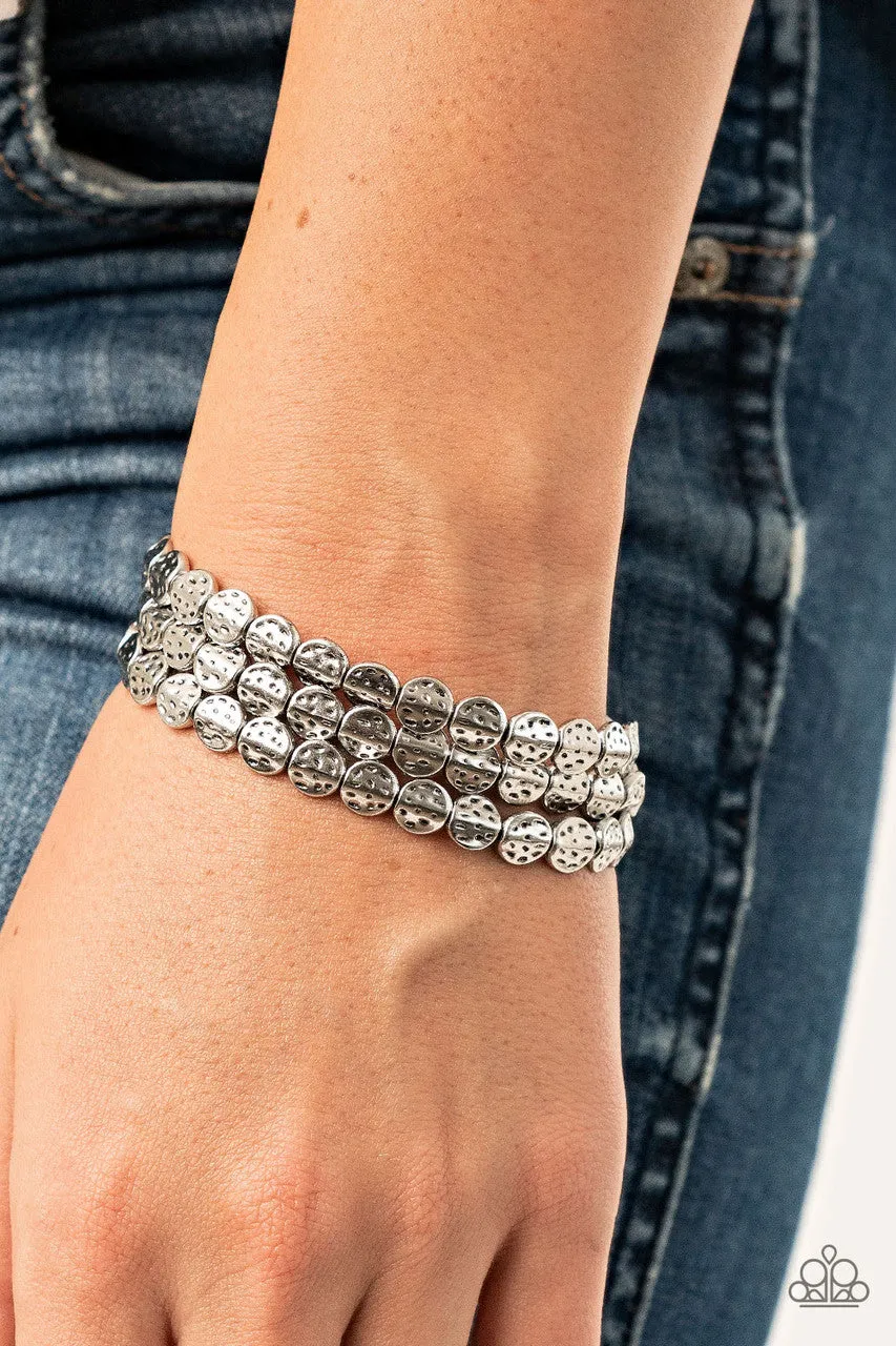 Hammered Heirloom Silver Paparazzi Bracelet