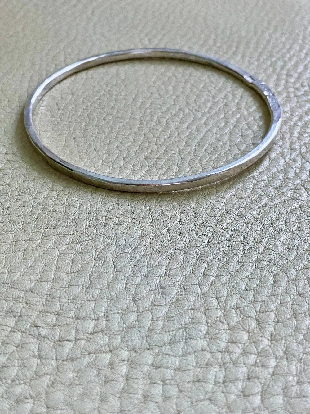 Hand Hammered Vintage Silver Bangle - Interior circumference 8.25 inches