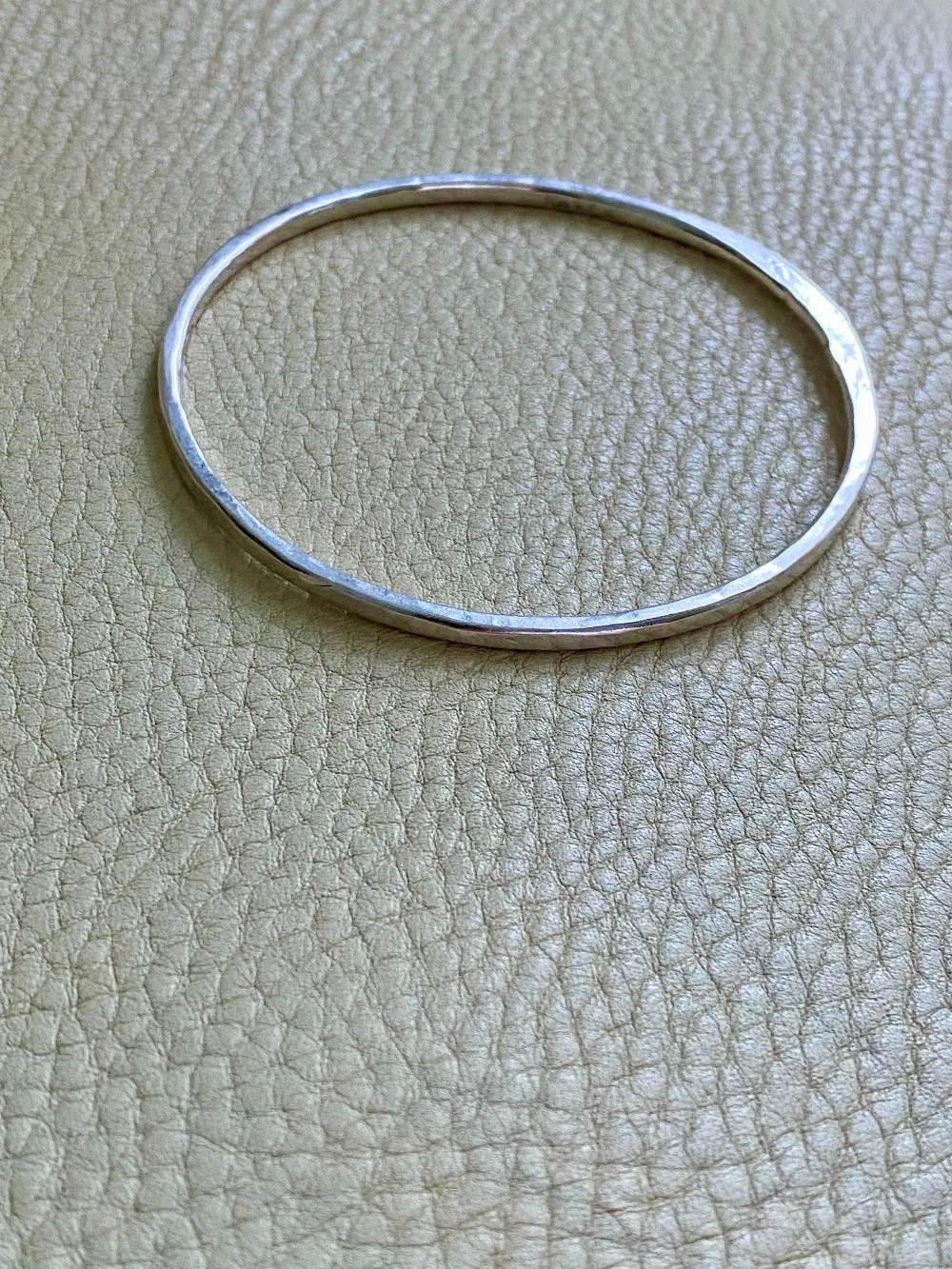 Hand Hammered Vintage Silver Bangle - Interior circumference 8.25 inches