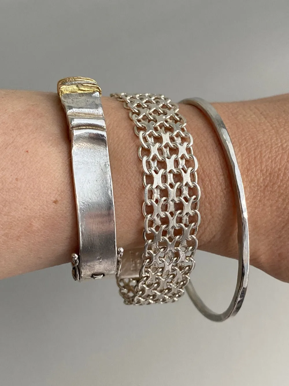 Hand Hammered Vintage Silver Bangle - Interior circumference 8.25 inches