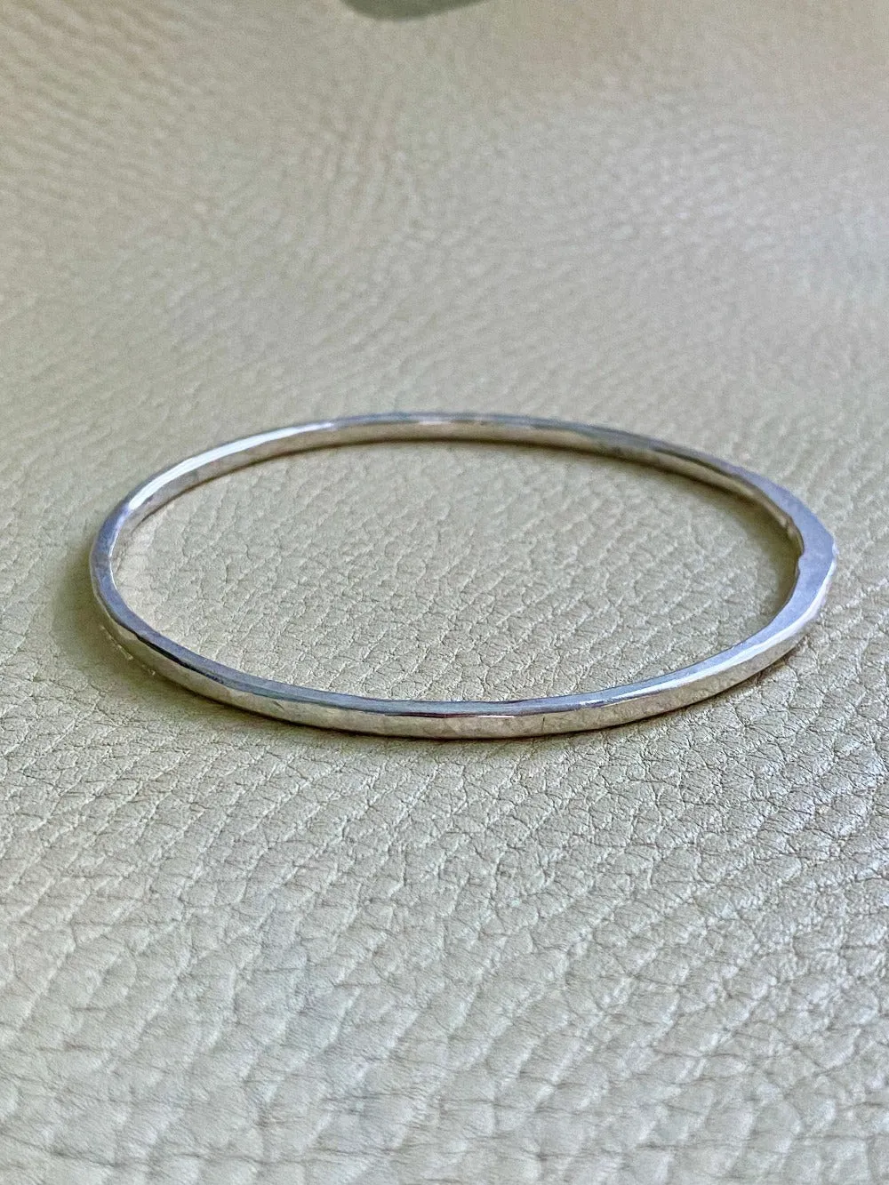 Hand Hammered Vintage Silver Bangle - Interior circumference 8.25 inches