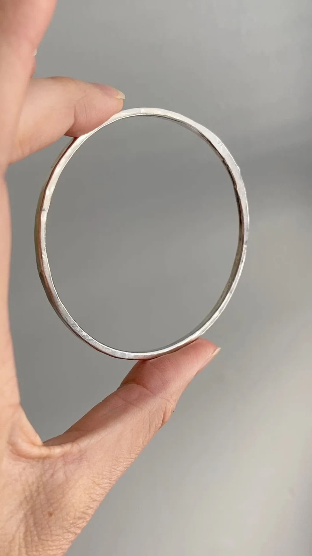 Hand Hammered Vintage Silver Bangle - Interior circumference 8.25 inches