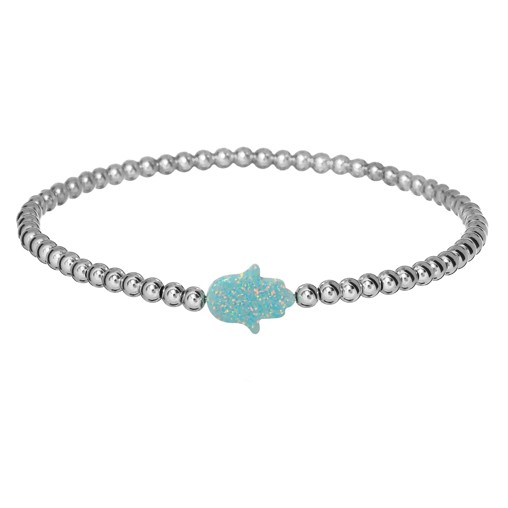 HAND | Opal Charm and 14K Gold Filled Beads Bracelet - Medium