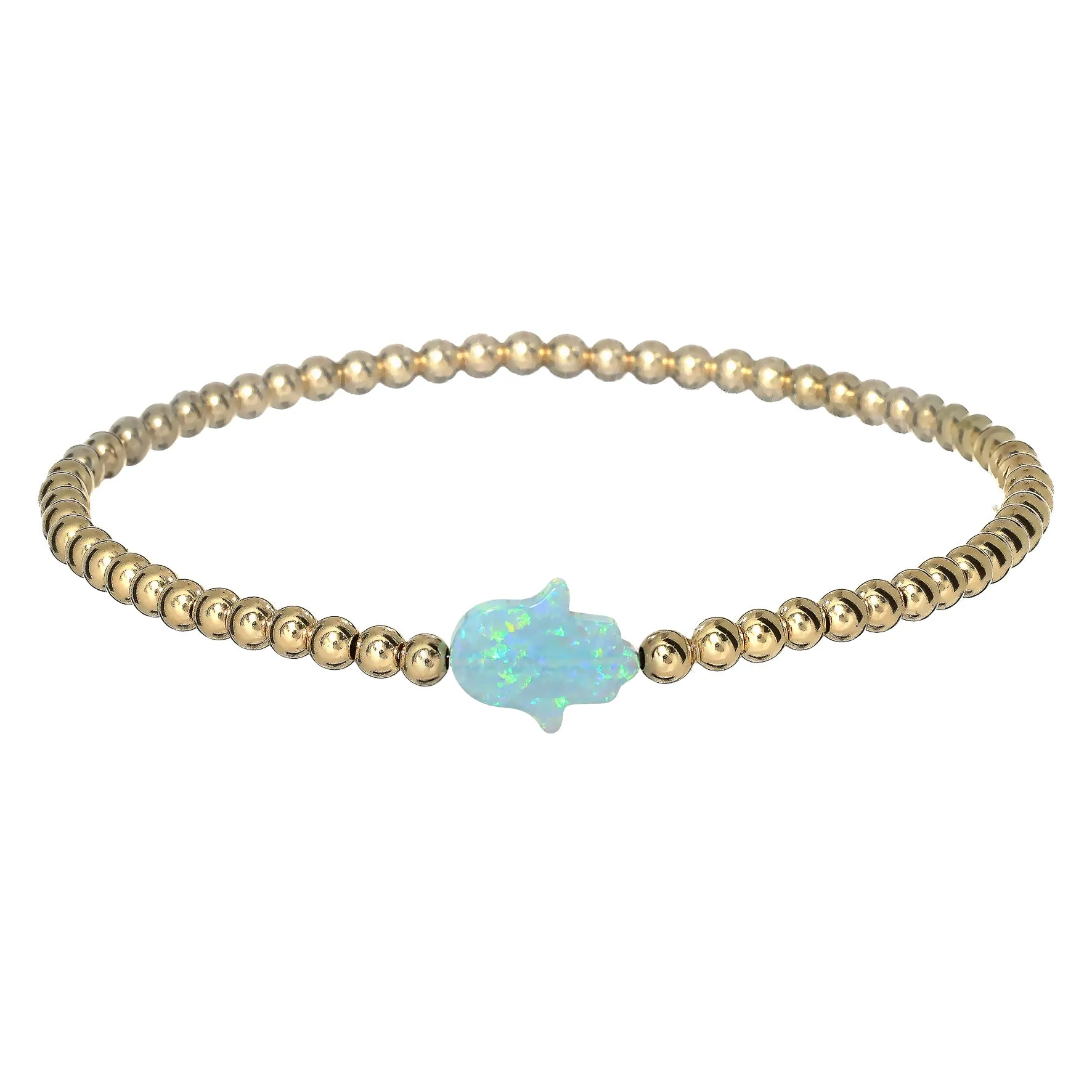 HAND | Opal Charm and 14K Gold Filled Beads Bracelet - Medium