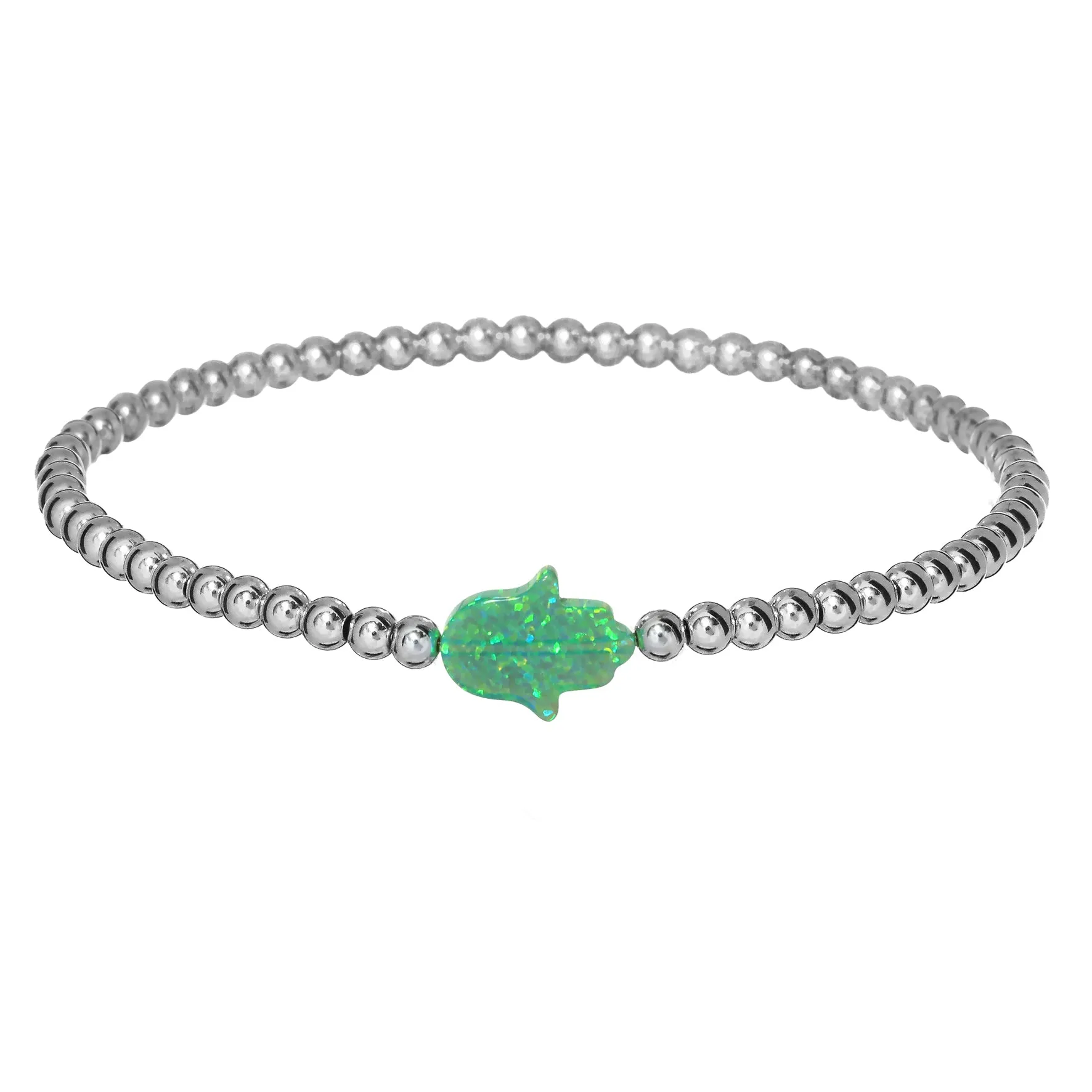 HAND | Opal Charm and 14K Gold Filled Beads Bracelet - Medium