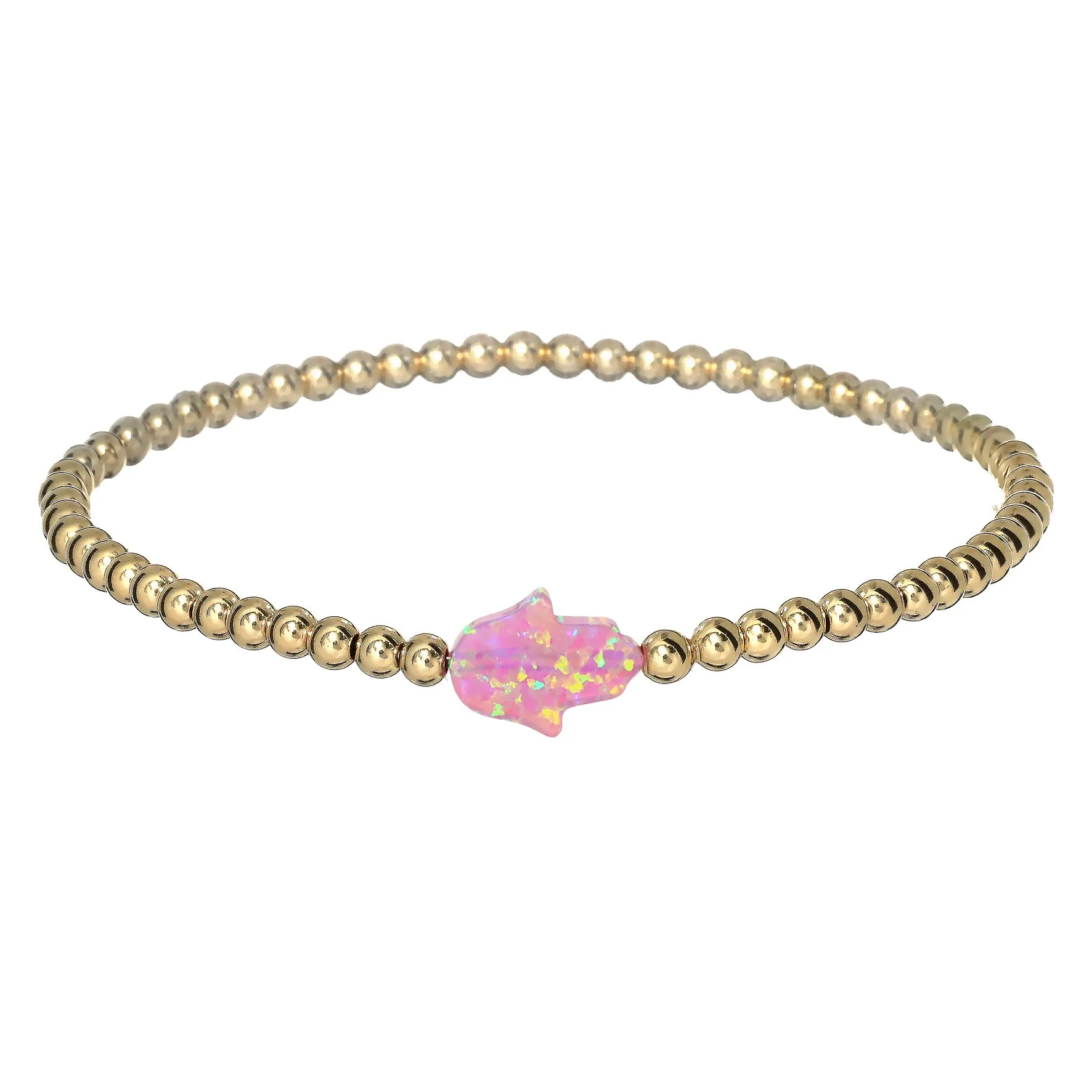 HAND | Opal Charm and 14K Gold Filled Beads Bracelet - Medium
