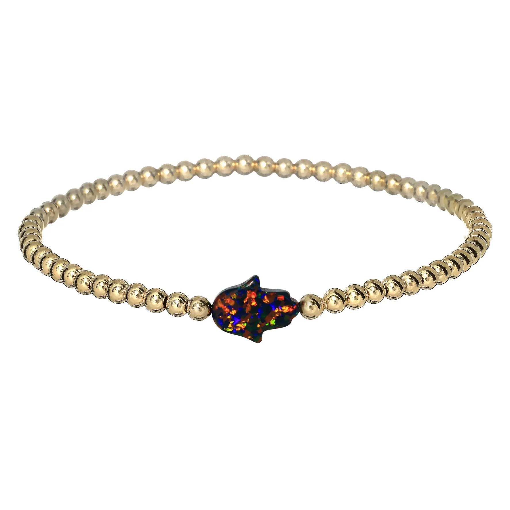 HAND | Opal Charm and 14K Gold Filled Beads Bracelet - Medium