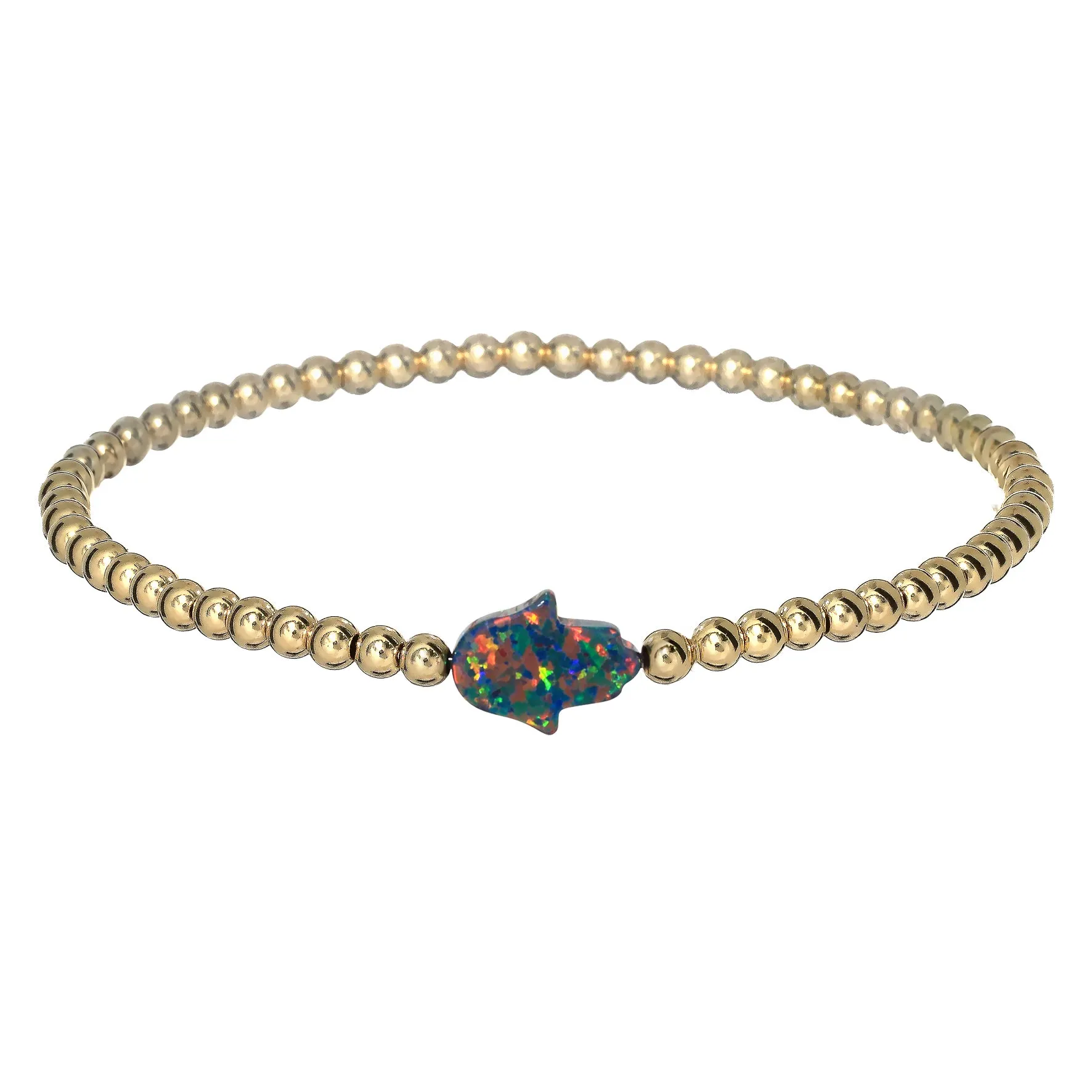 HAND | Opal Charm and 14K Gold Filled Beads Bracelet - Medium