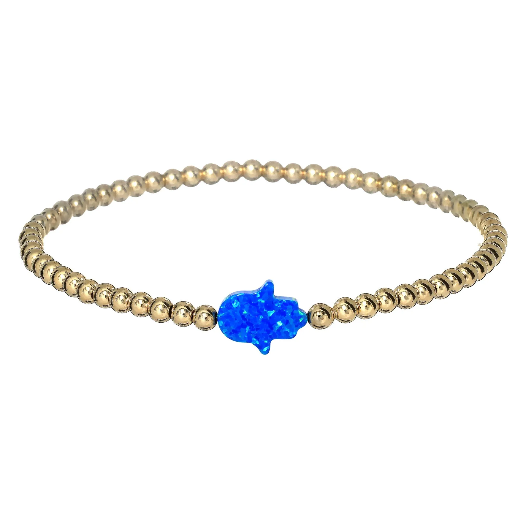 HAND | Opal Charm and 14K Gold Filled Beads Bracelet - Medium