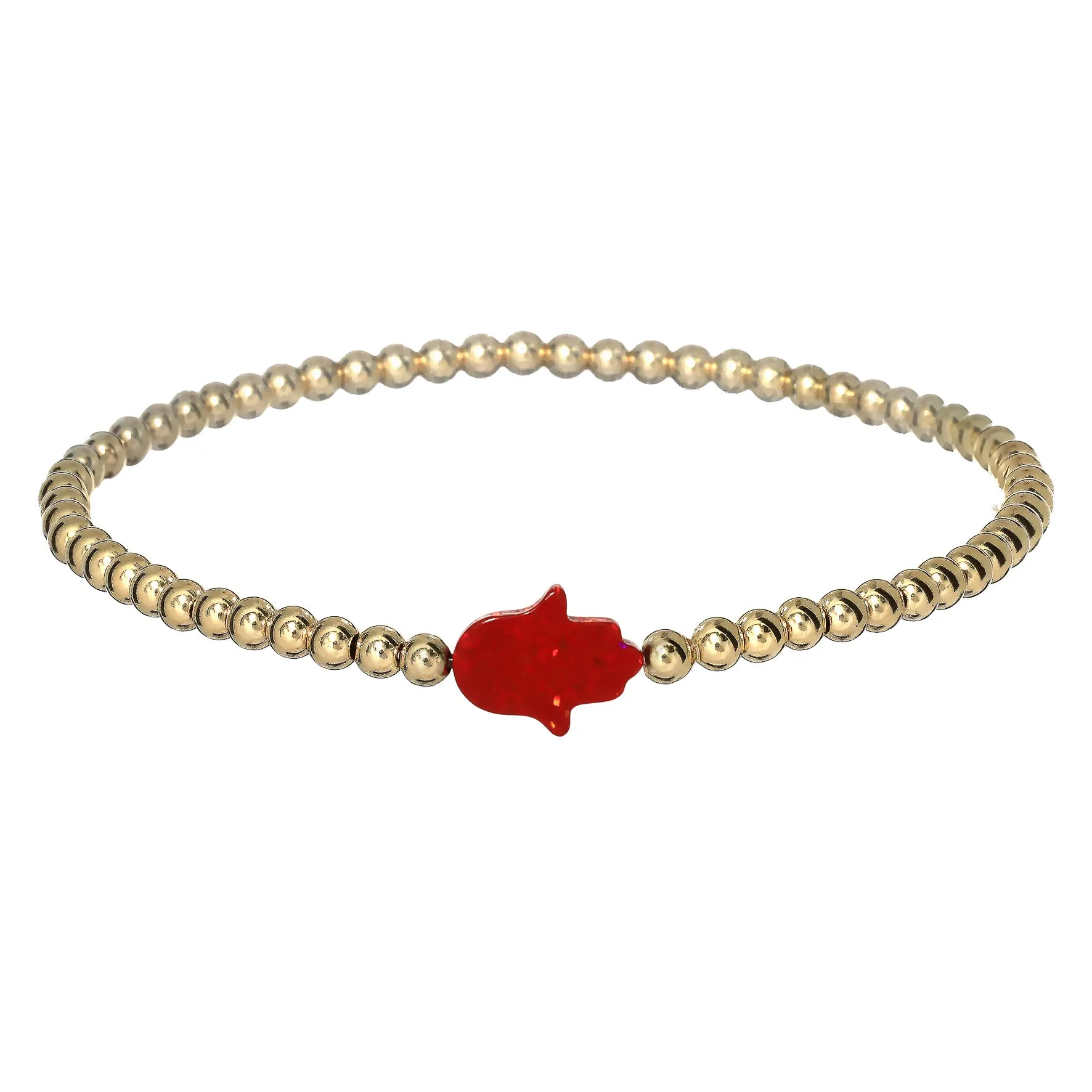 HAND | Opal Charm and 14K Gold Filled Beads Bracelet - Medium