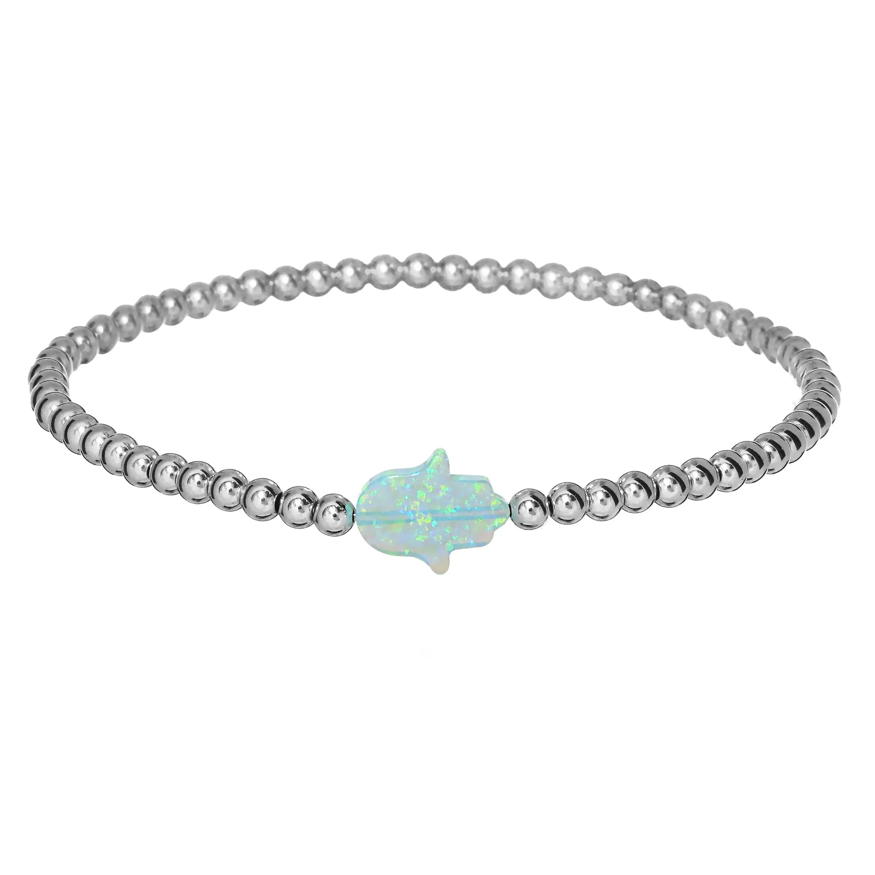 HAND | Opal Charm and 14K Gold Filled Beads Bracelet - Medium