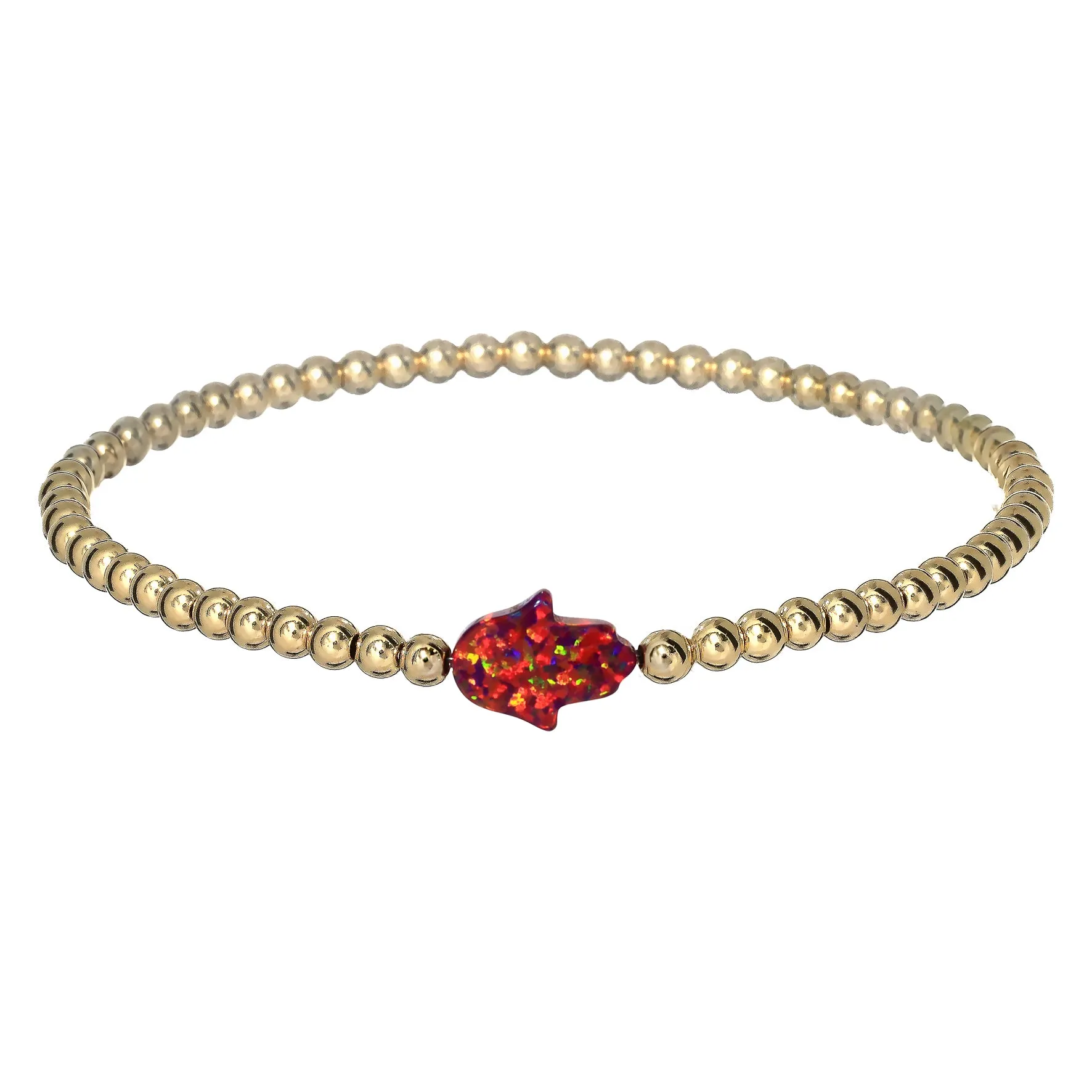 HAND | Opal Charm and 14K Gold Filled Beads Bracelet - Medium