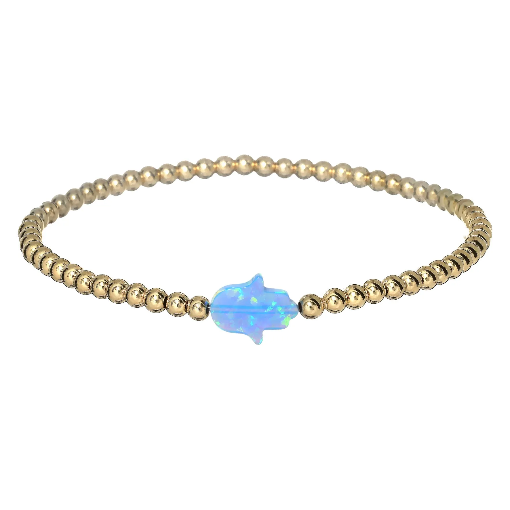 HAND | Opal Charm and 14K Gold Filled Beads Bracelet - Medium