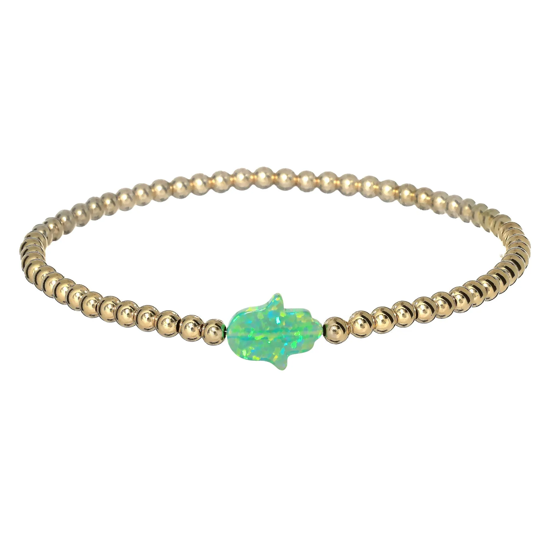 HAND | Opal Charm and 14K Gold Filled Beads Bracelet - Medium