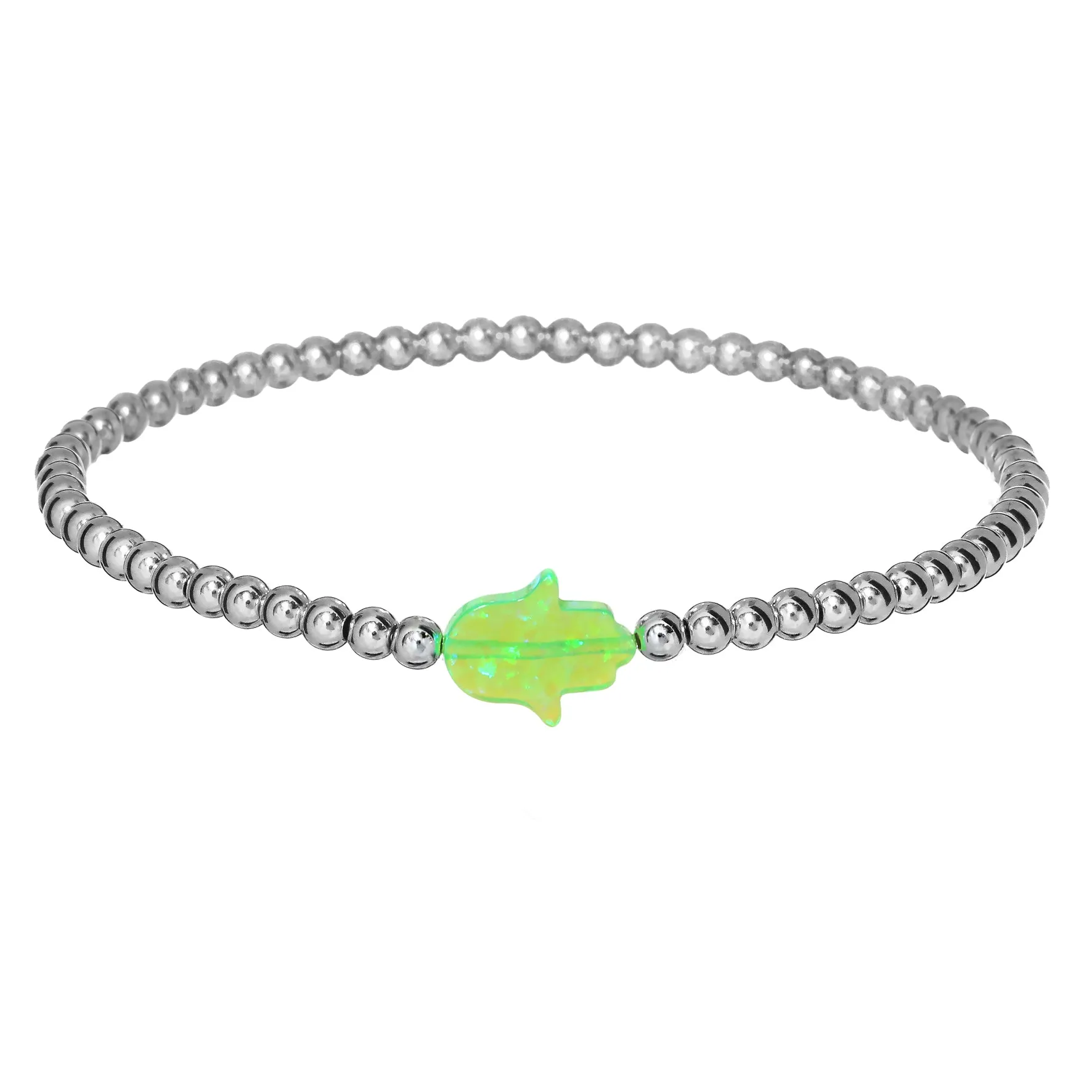 HAND | Opal Charm and 14K Gold Filled Beads Bracelet - Medium