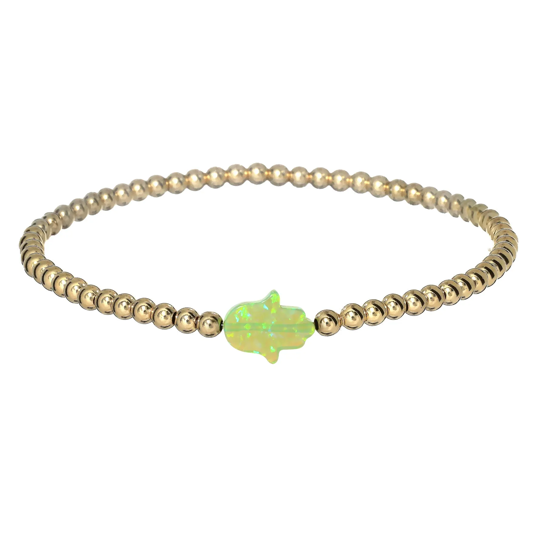 HAND | Opal Charm and 14K Gold Filled Beads Bracelet - Medium