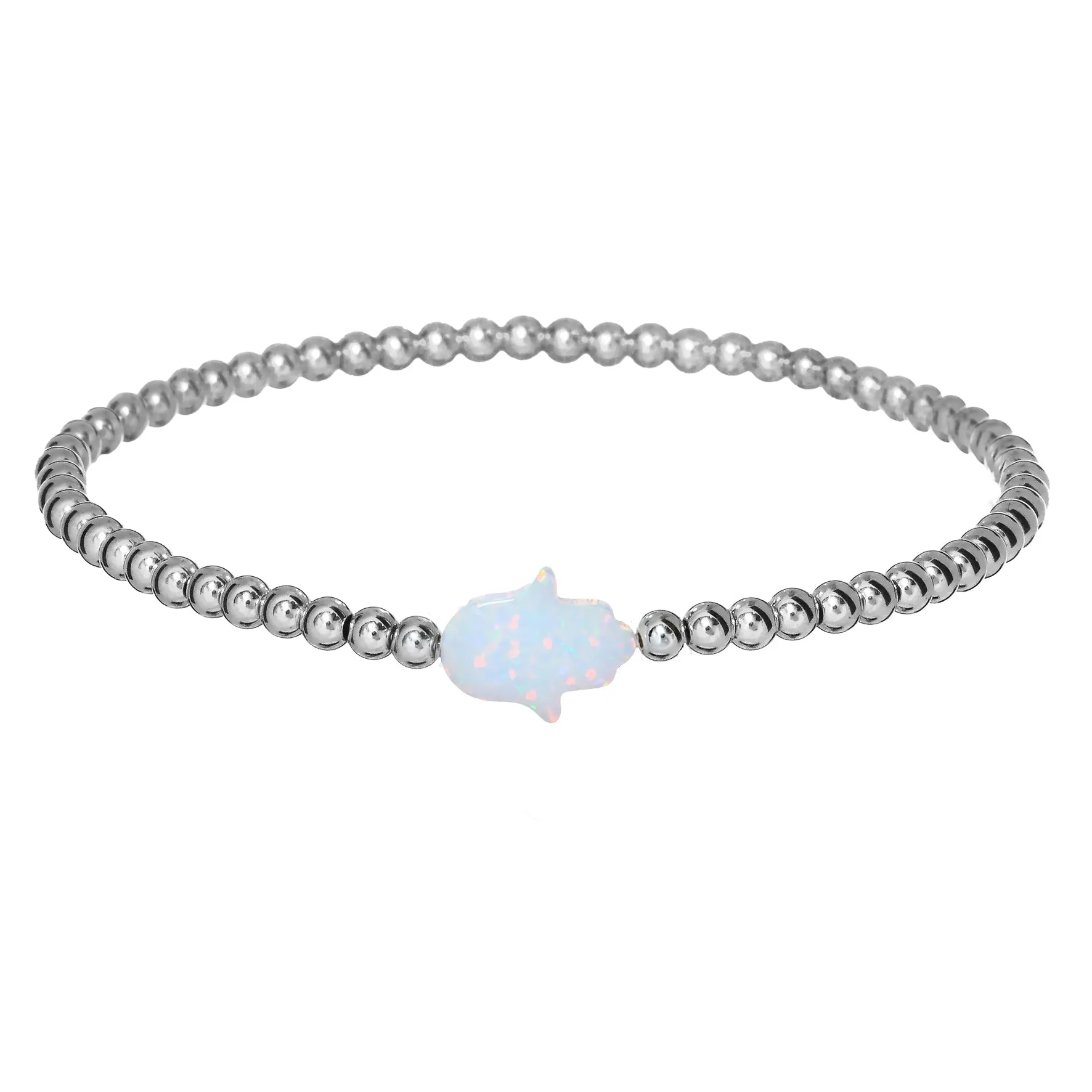 HAND | Opal Charm and 14K Gold Filled Beads Bracelet - Medium