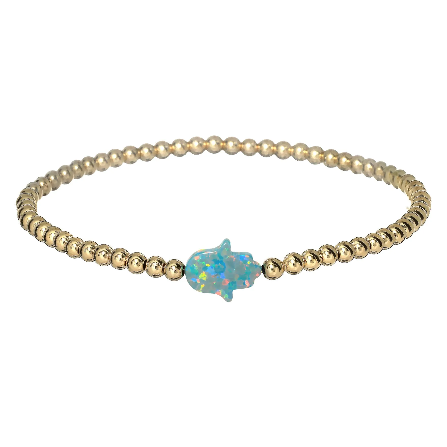 HAND | Opal Charm and 14K Gold Filled Beads Bracelet - Medium