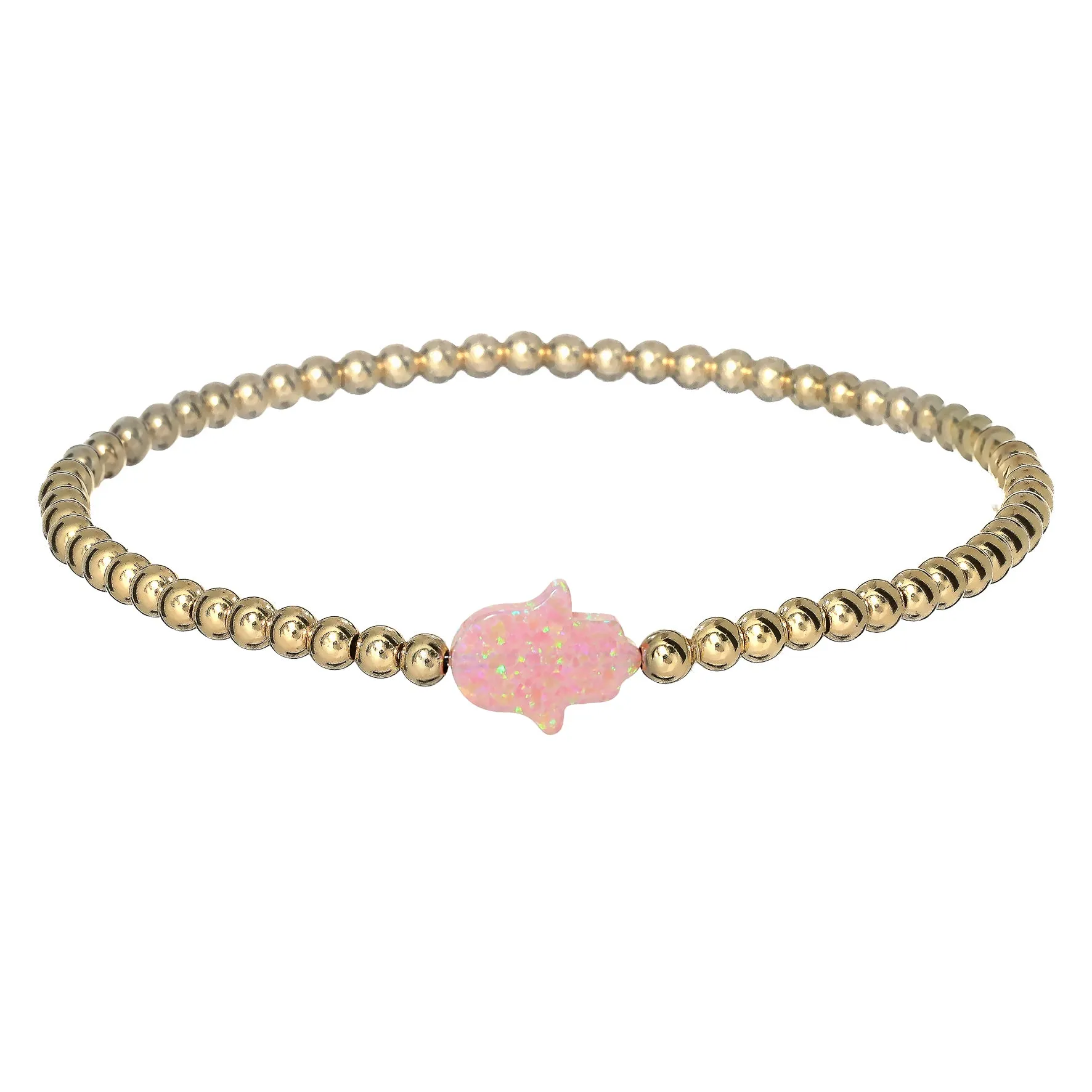 HAND | Opal Charm and 14K Gold Filled Beads Bracelet - Medium