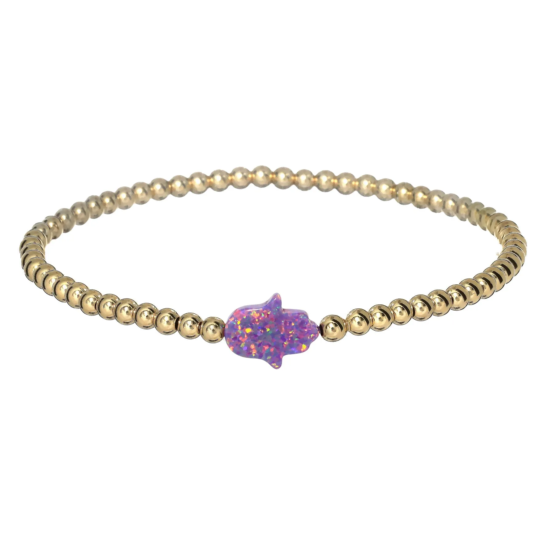 HAND | Opal Charm and 14K Gold Filled Beads Bracelet - Medium