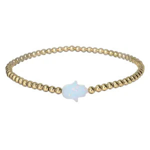 HAND | Opal Charm and 14K Gold Filled Beads Bracelet - Medium