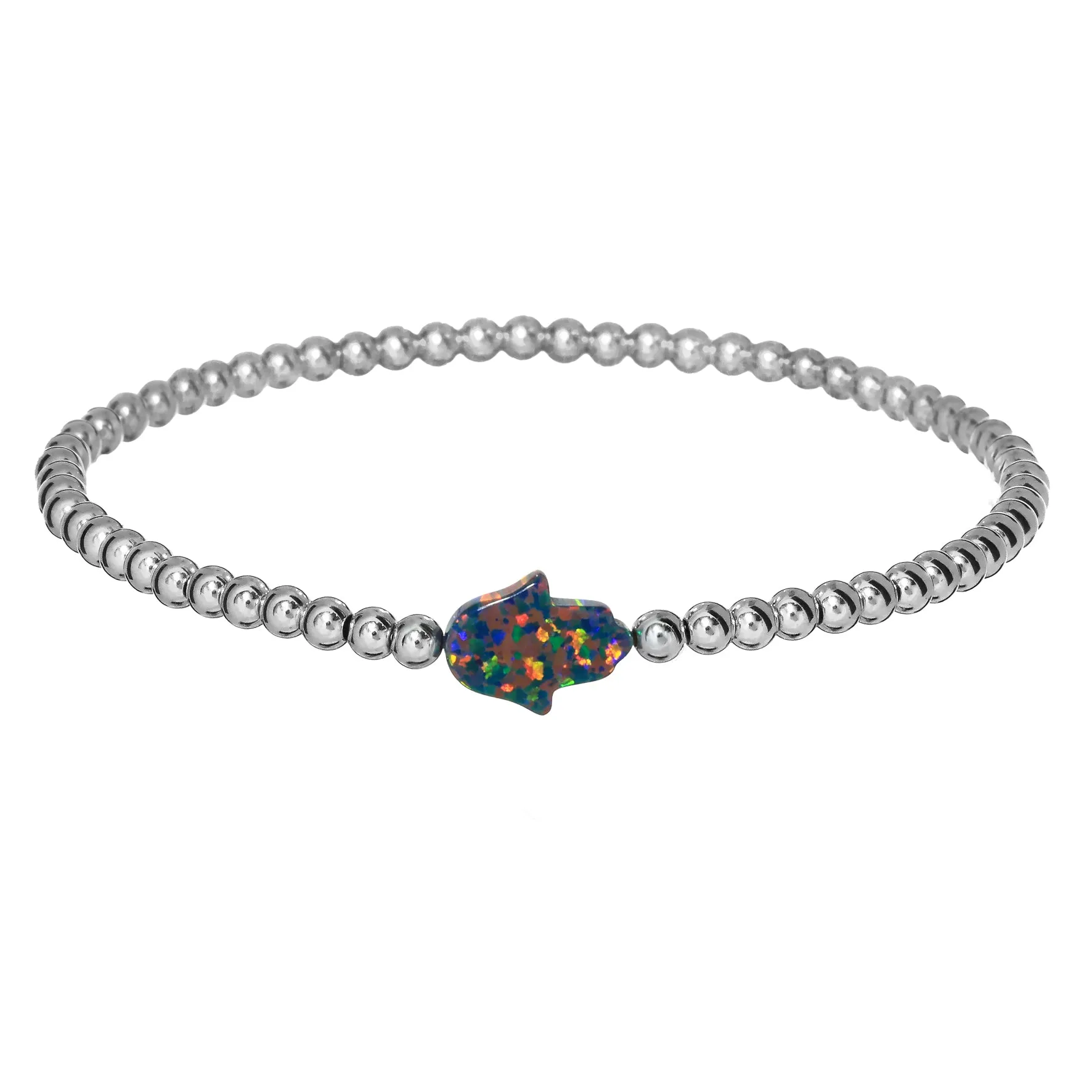 HAND | Opal Charm and 14K Gold Filled Beads Bracelet - Medium