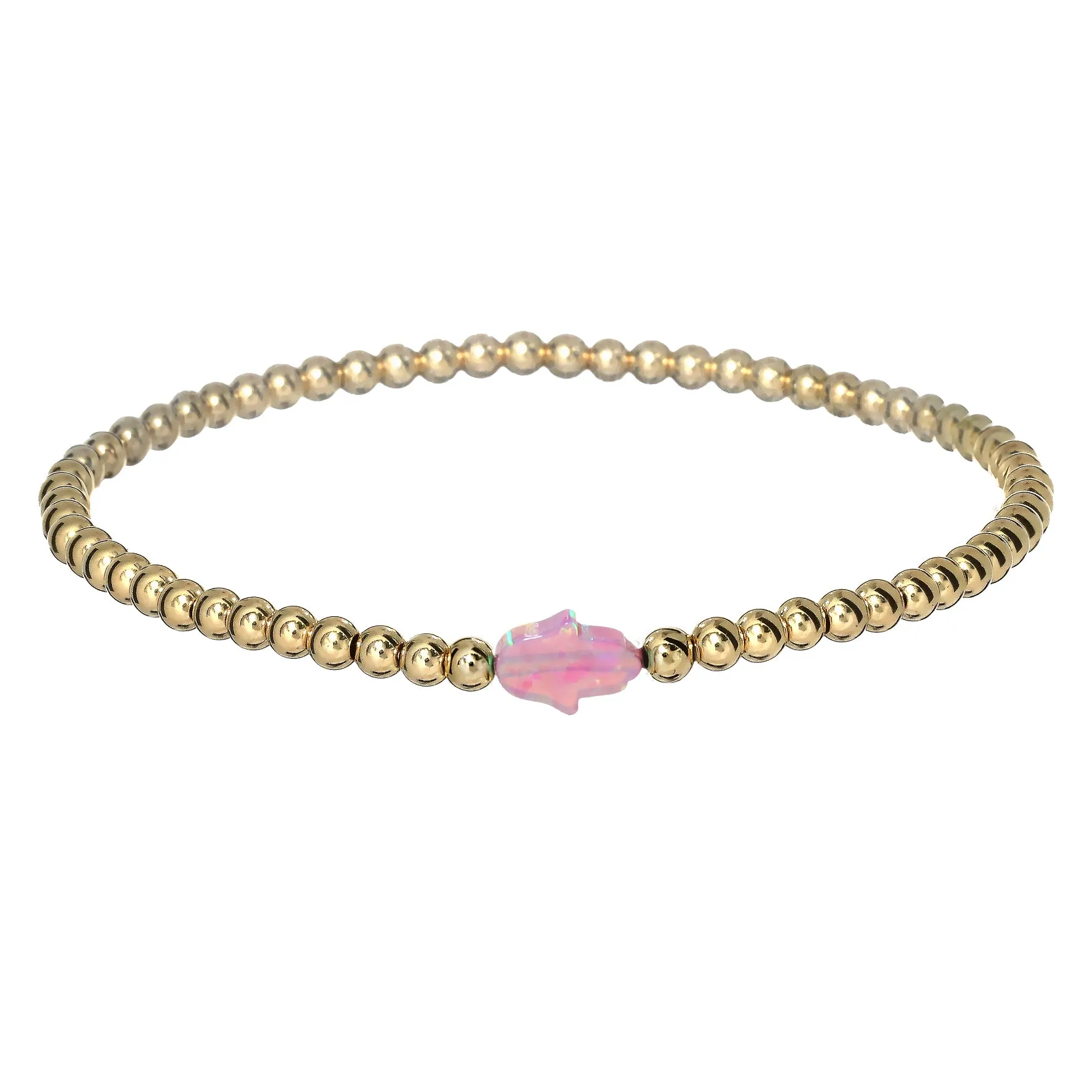 HAND | Opal Charm and 14K Gold Filled Beads Bracelet - Small
