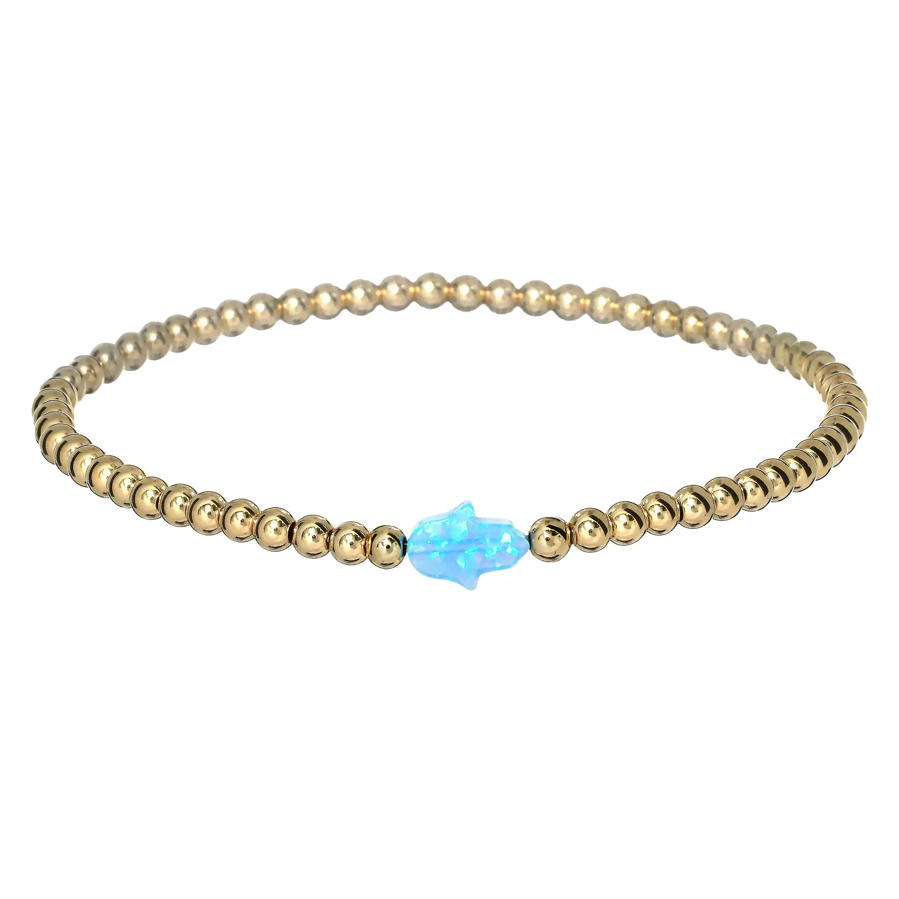 HAND | Opal Charm and 14K Gold Filled Beads Bracelet - Small